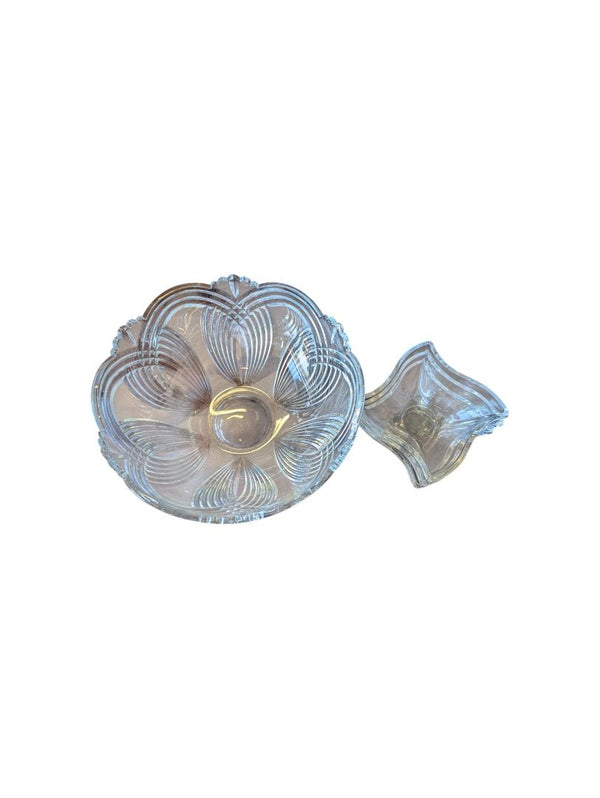 Vintage Pressed Glass Serving Bowl Set