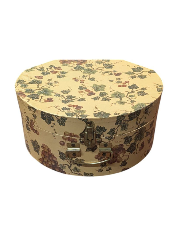 Vintage Hat Box with 2 Hats – Leopard Trim & Embroidered Felt Bowler