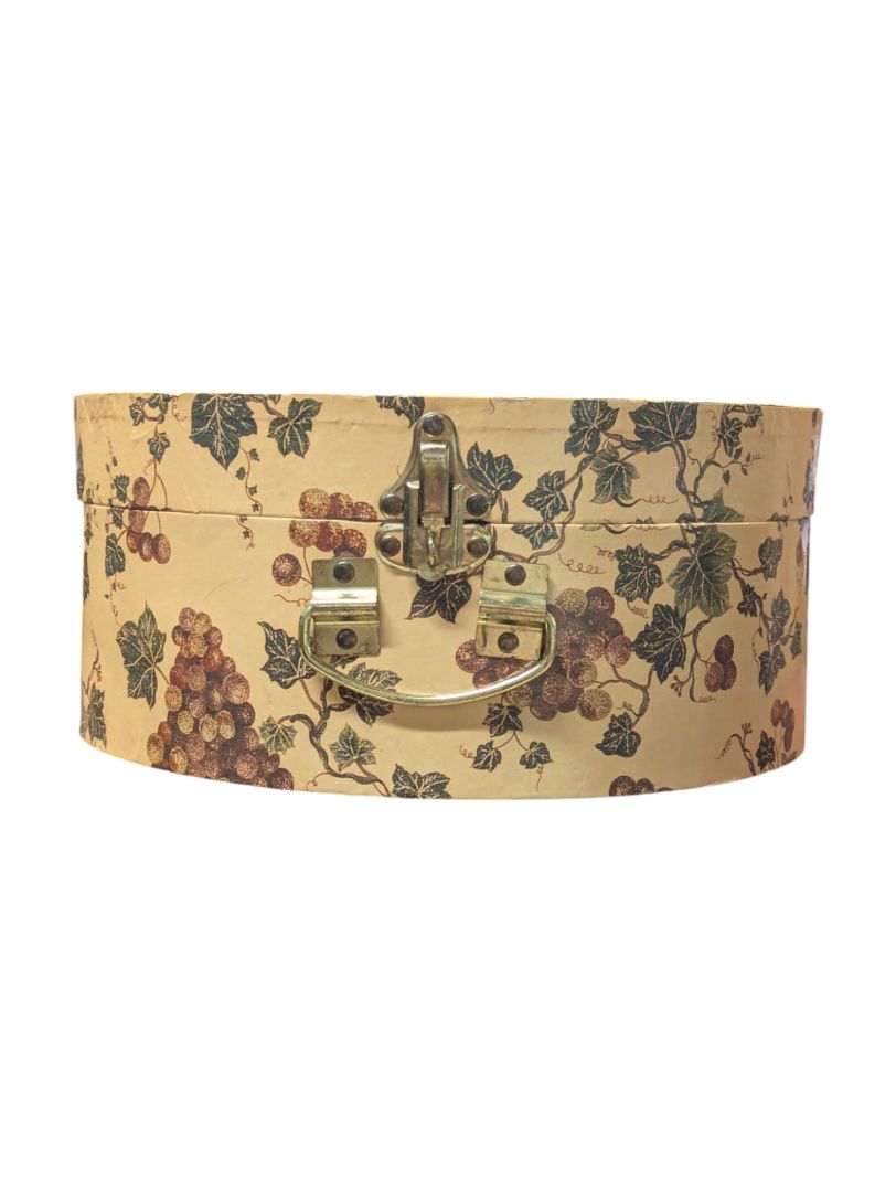 Vintage Hat Box with 2 Hats – Leopard Trim & Embroidered Felt Bowler