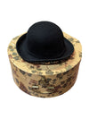 Vintage Hat Box with 2 Hats – Leopard Trim & Embroidered Felt Bowler