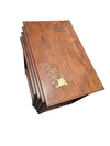 Set of 4 Wooden Nesting Tables with Brass Inlay