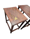 Set of 4 Wooden Nesting Tables with Brass Inlay