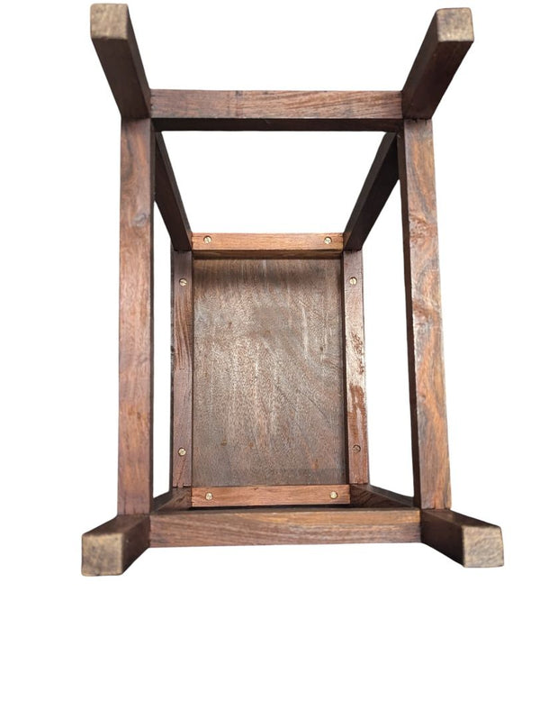 Set of 4 Wooden Nesting Tables with Brass Inlay