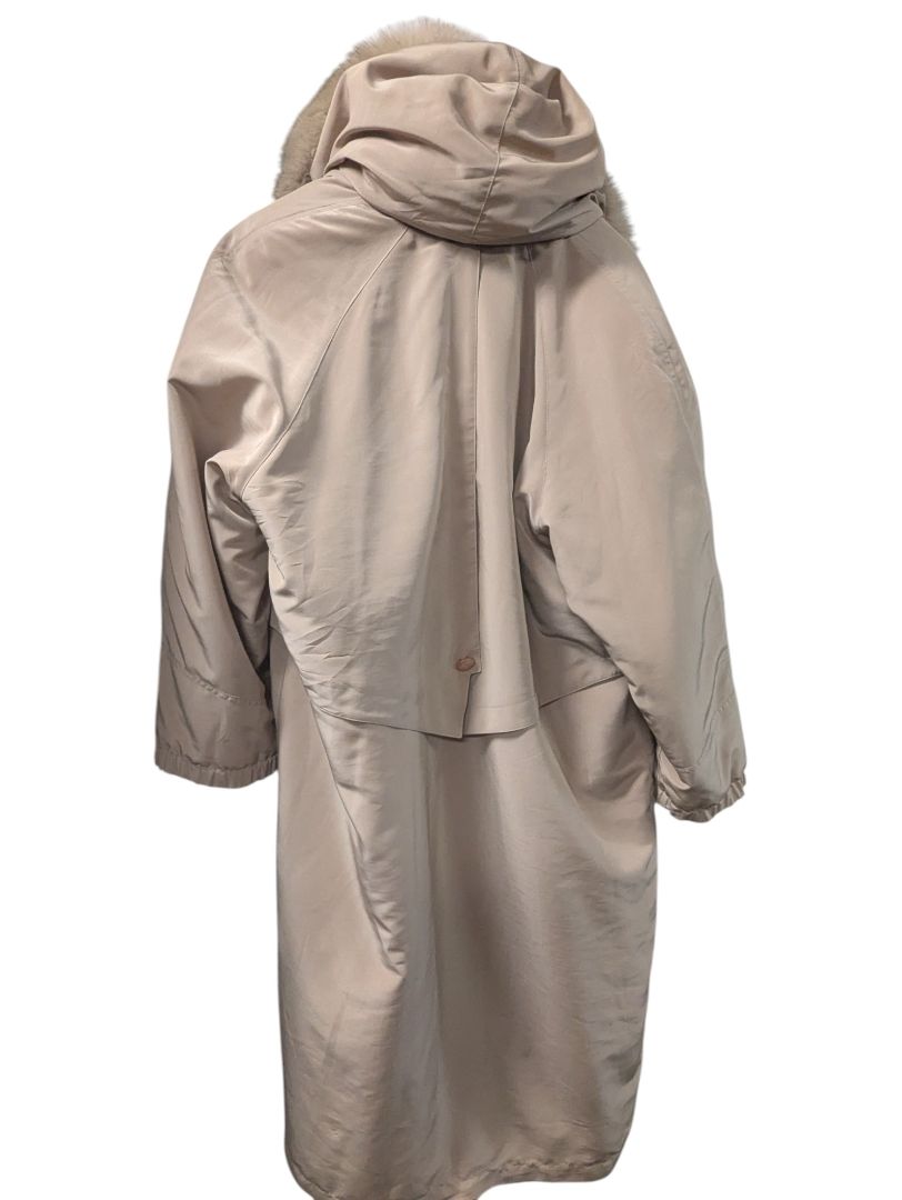 Nuage Beige Winter Coat with Faux Fur Trim