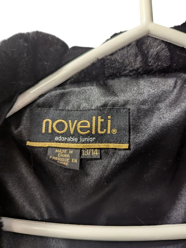 Novelt Junior Black Faux Fur Cape Coat with Hood