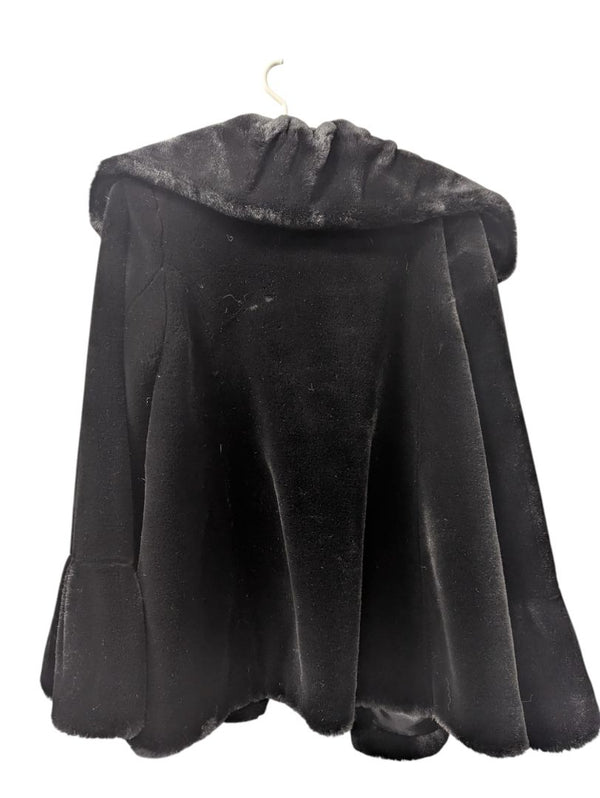 Novelt Junior Black Faux Fur Cape Coat with Hood