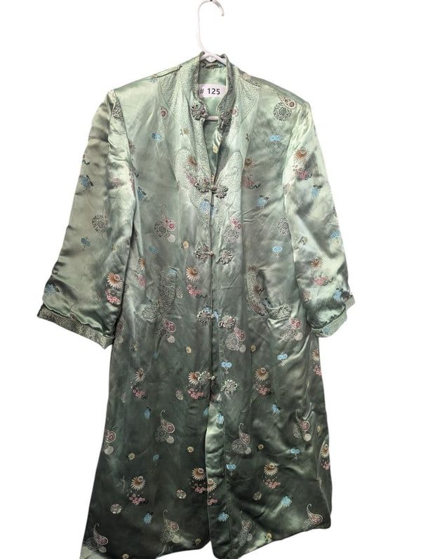Vintage Asian-Inspired Satin Brocade Jacket