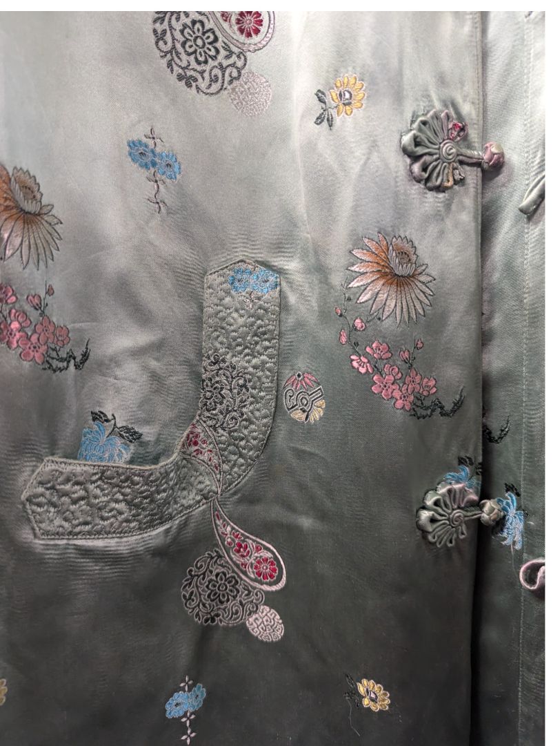 Vintage Asian-Inspired Satin Brocade Jacket