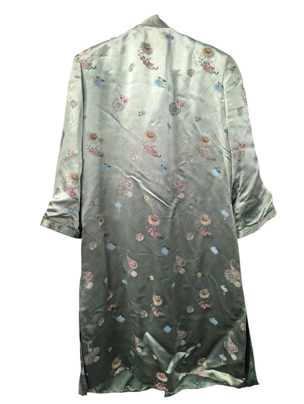 Vintage Asian-Inspired Satin Brocade Jacket