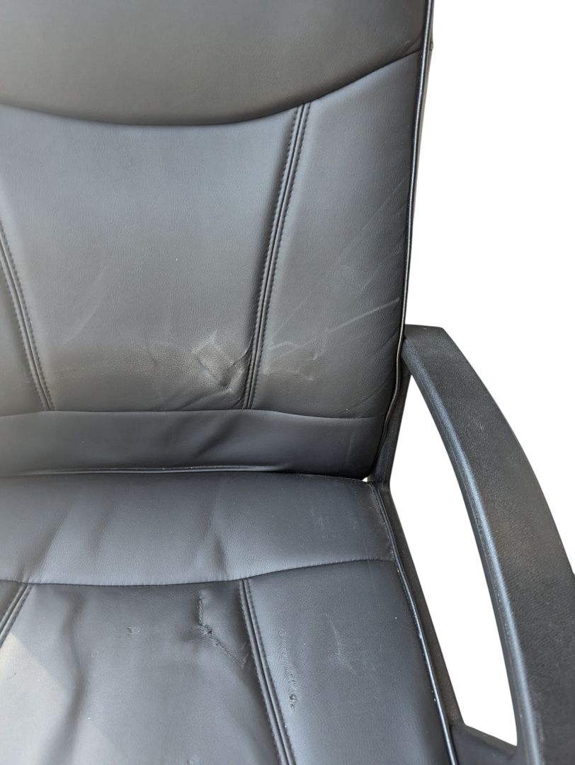 Black Office Desk Chair – Adjustable Swivel, Faux Leather