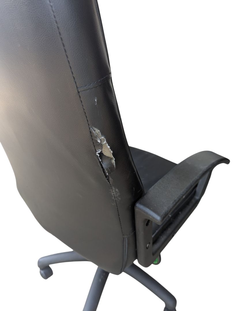 Black Office Desk Chair – Adjustable Swivel, Faux Leather