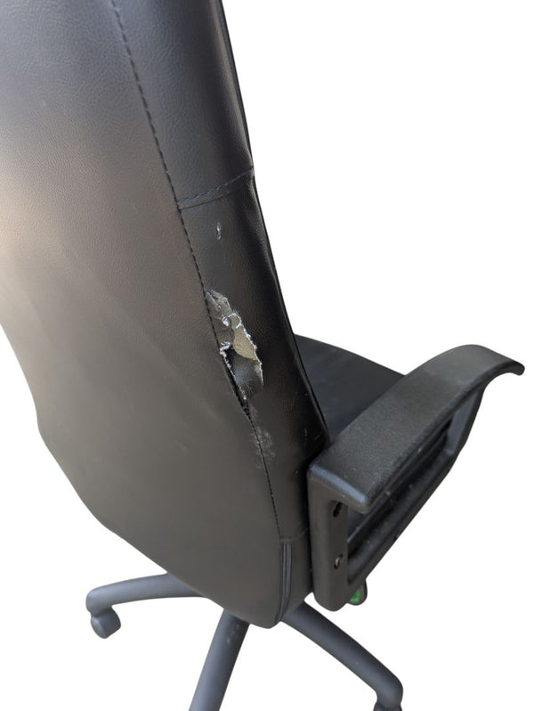 Black Office Desk Chair – Adjustable Swivel, Faux Leather