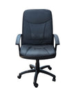 Black Office Desk Chair – Adjustable Swivel, Faux Leather