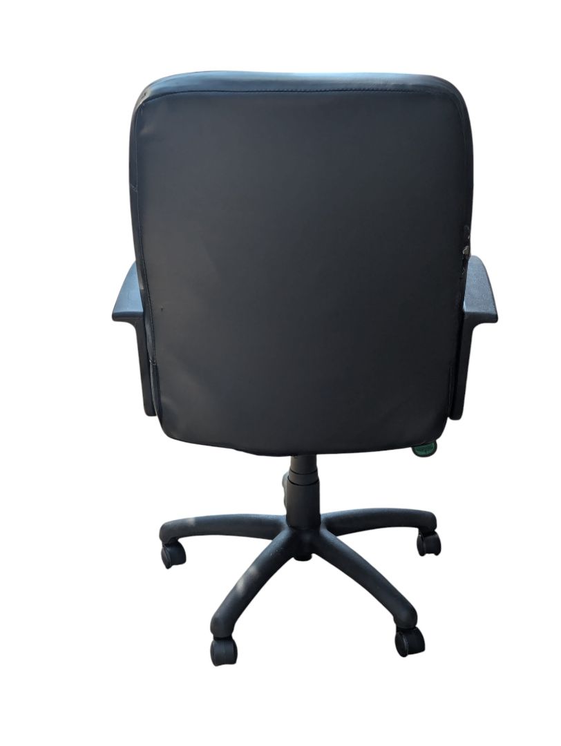 Black Office Desk Chair – Adjustable Swivel, Faux Leather