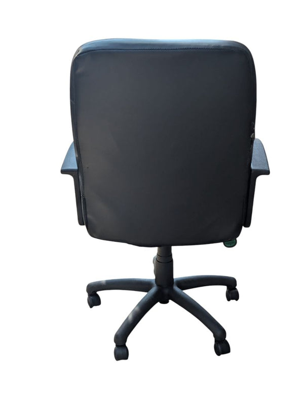 Black Office Desk Chair – Adjustable Swivel, Faux Leather