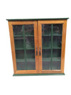 Vintage Wooden Wall Display Cabinet with Carved Pediment