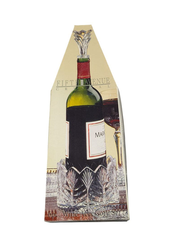 Fifth Avenue Crystal 6-Piece Wine Accessory Set – Lead Crystal