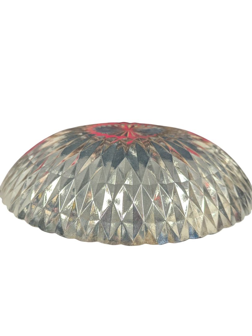 Red Cut Glass Bowl – Diamond Pattern – Bowring