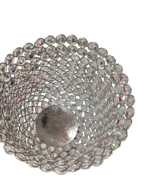 Crystal Rhinestone Beaded Candle Holder – Silver Base