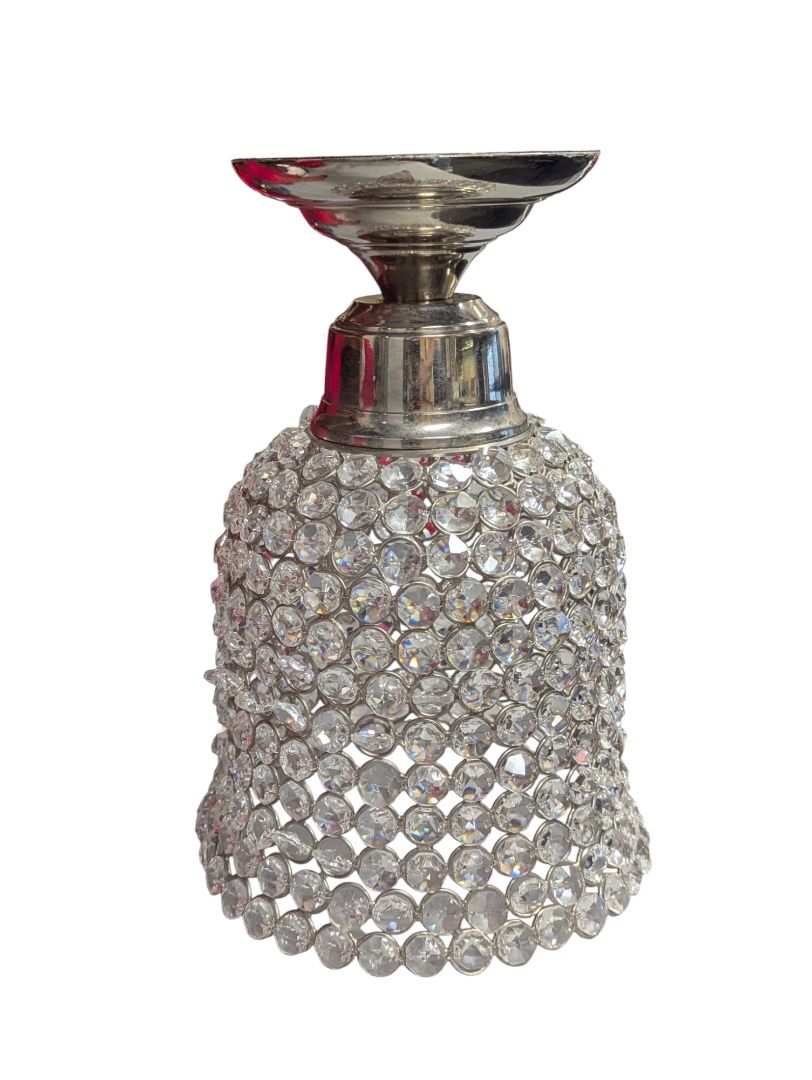 Crystal Rhinestone Beaded Candle Holder – Silver Base