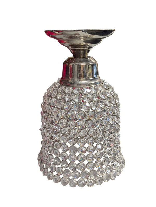 Crystal Rhinestone Beaded Candle Holder – Silver Base