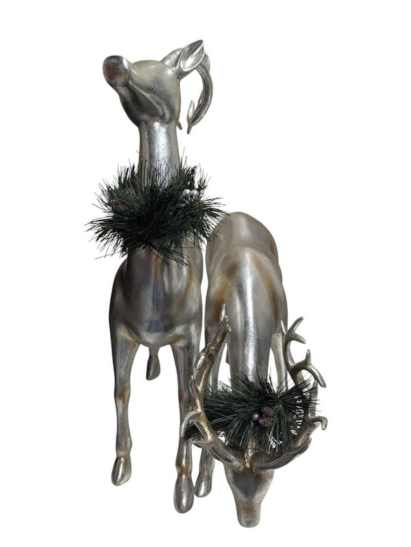 Pair of Silver Reindeer Figurines