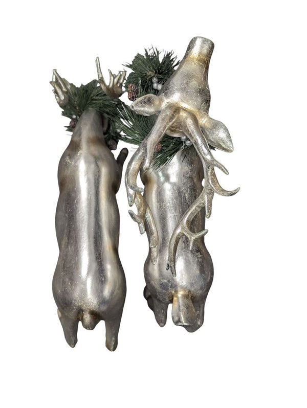 Pair of Silver Reindeer Figurines