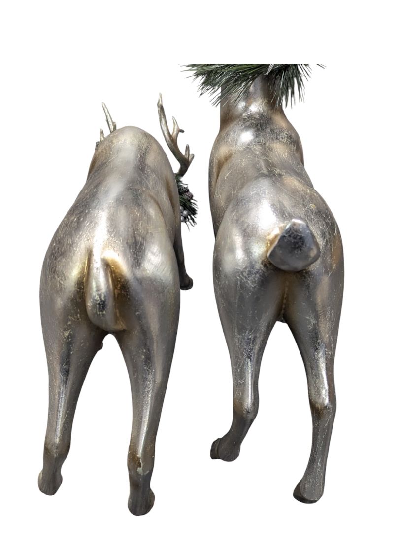 Pair of Silver Reindeer Figurines