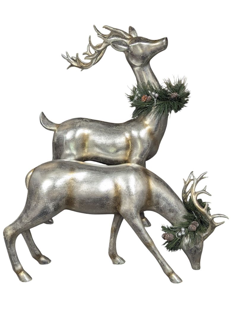 Pair of Silver Reindeer Figurines