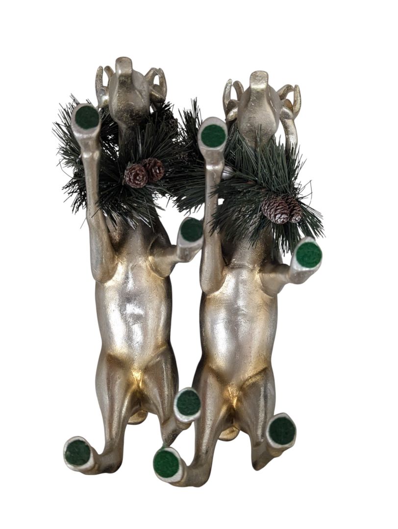 Pair of Small Silver Reindeer Figurines