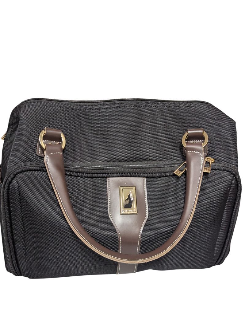 Carry-On Travel Bag – London Fog Black with Brown Trim