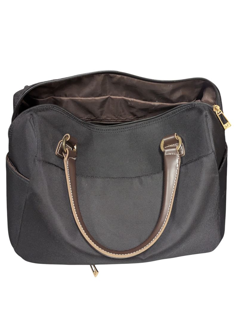 Carry-On Travel Bag – London Fog Black with Brown Trim