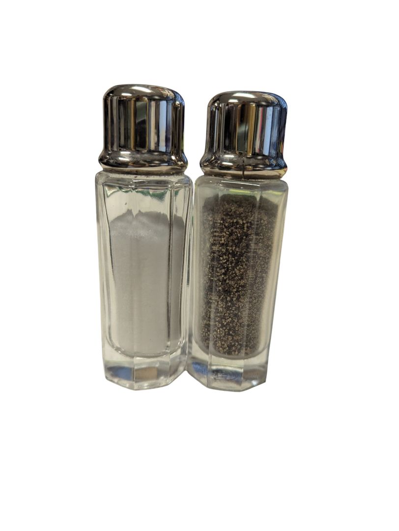Clear Glass Salt & Pepper Shaker Set with Chrome Tops