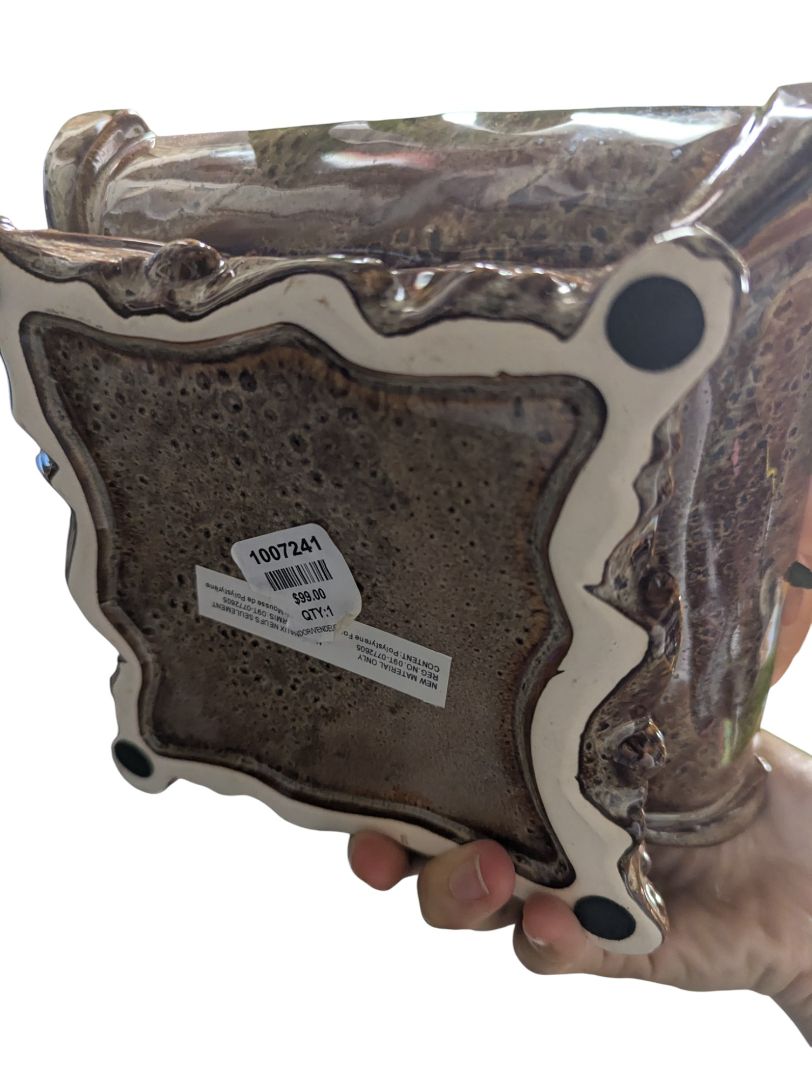 Pair of Decorative Silk Floral Arrangements in Ornate Planters