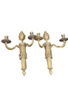 Pair of Vintage French Brass Two-Arm Wall Sconces