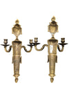 Pair of Vintage French Brass Two-Arm Wall Sconces