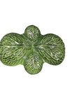 Vintage Portuguese Majolica Green Leaf Ceramic Divided Dish