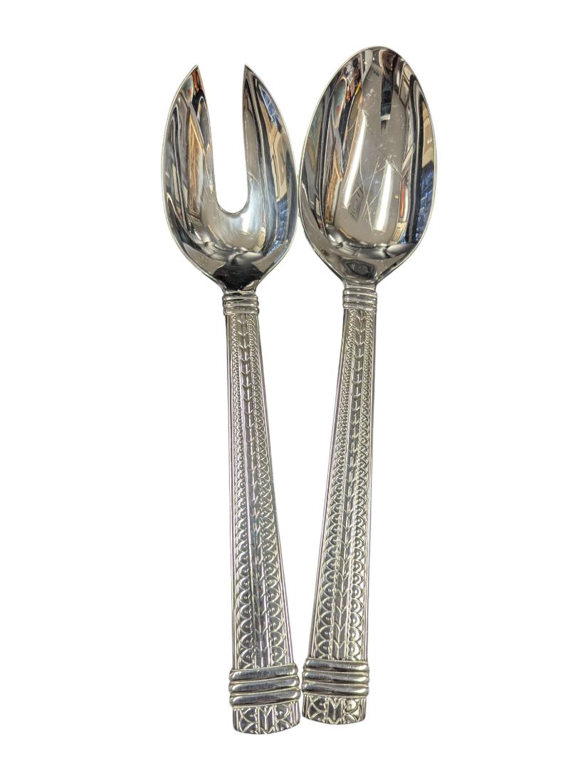 Silver-Tone Metal Salad Serving Set (Fork & Spoon)