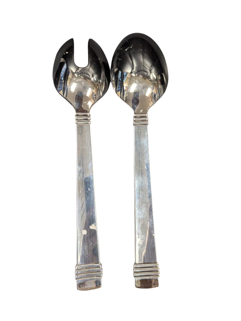 Silver-Tone Metal Salad Serving Set (Fork & Spoon)