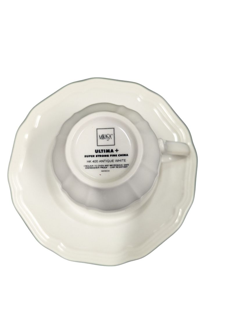 Set of 12 White Porcelain Cup & Saucer Sets