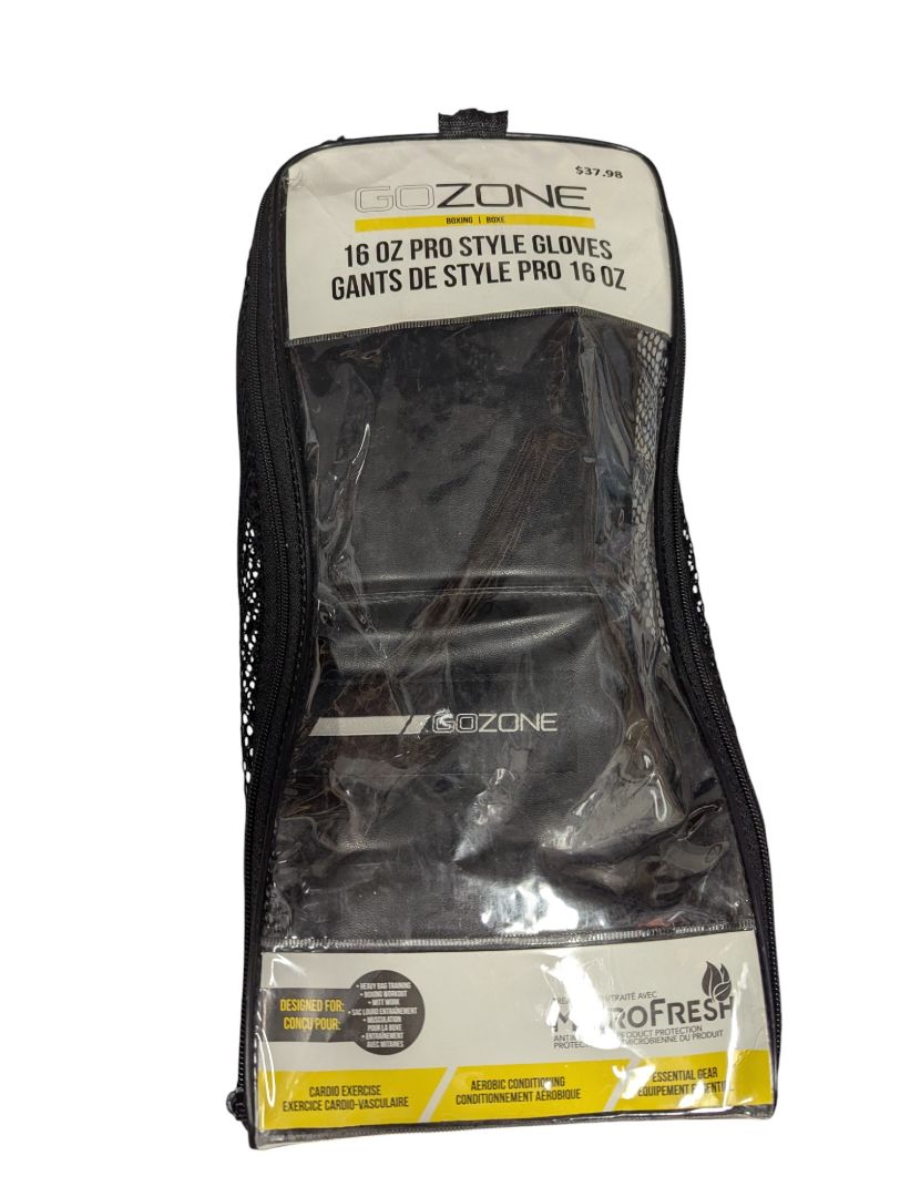GoZone 16oz Pro Style Boxing Gloves – Black