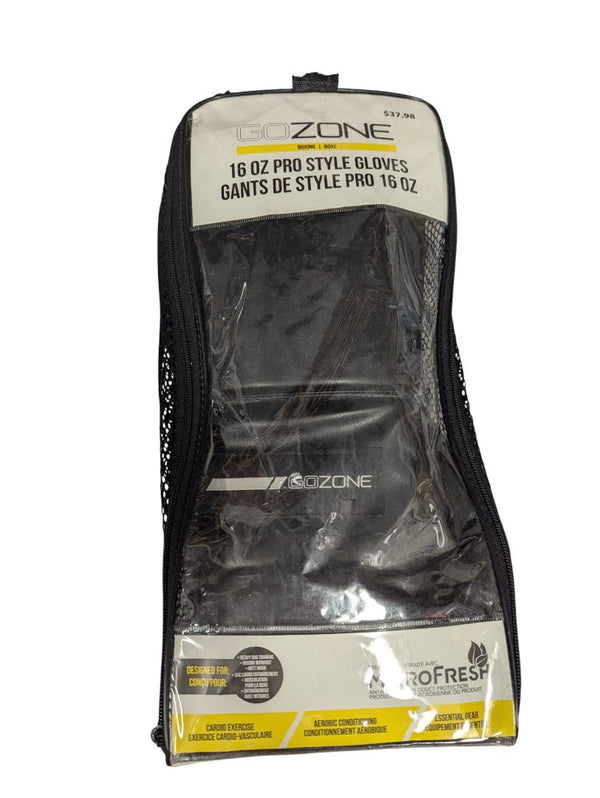 GoZone 16oz Pro Style Boxing Gloves – Black