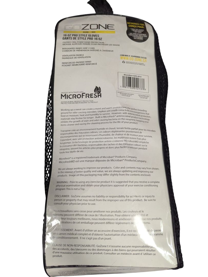 GoZone 16oz Pro Style Boxing Gloves – Black