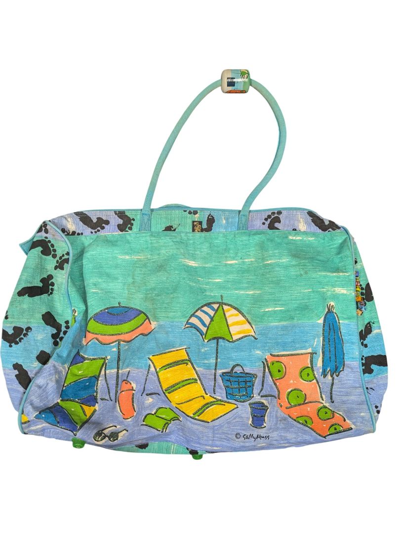 Sally Huss Beach Tote Bag – Colorful Umbrella & Lounge Chair Design