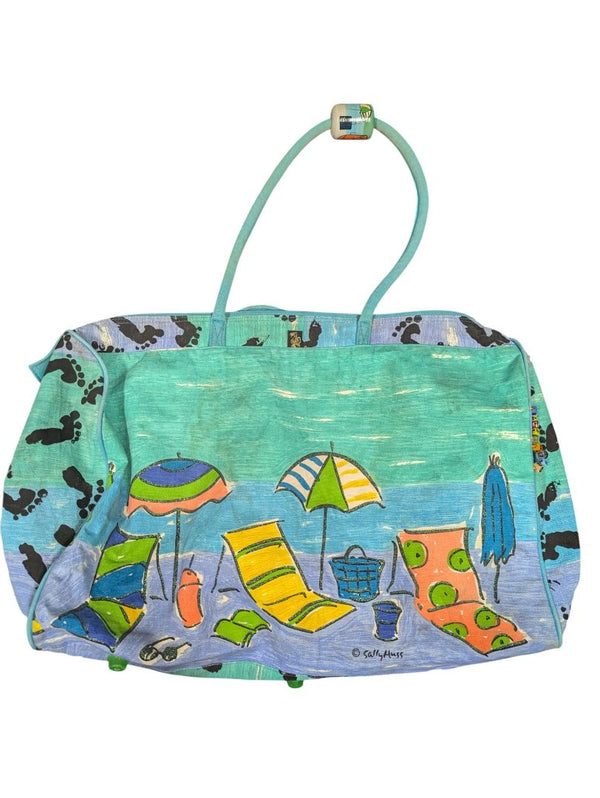 Sally Huss Beach Tote Bag – Colorful Umbrella & Lounge Chair Design