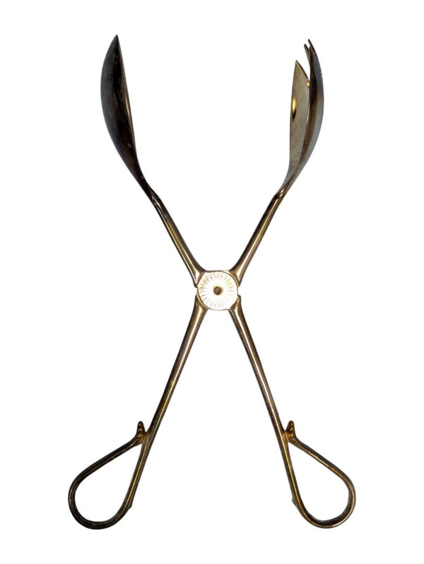 Home Studio Silverplated Salad Tongs with Gold Accent – Boxed