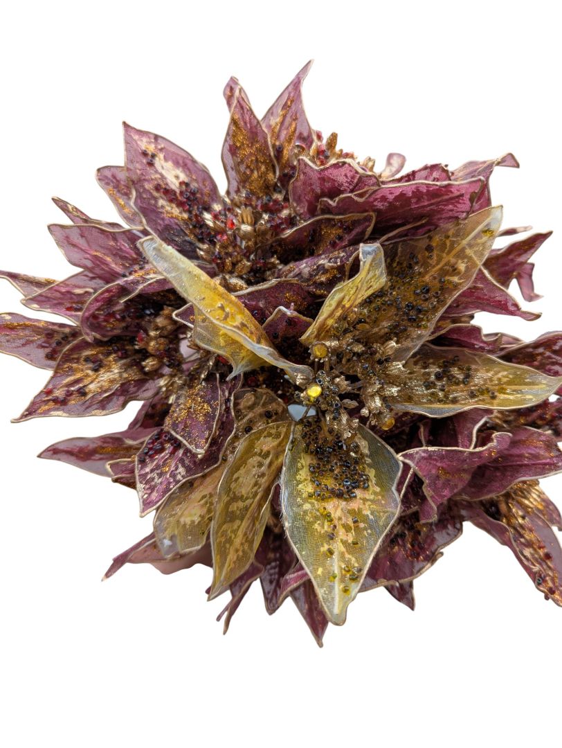 Cherub Planter with Burgundy & Gold Artificial Floral Arrangement