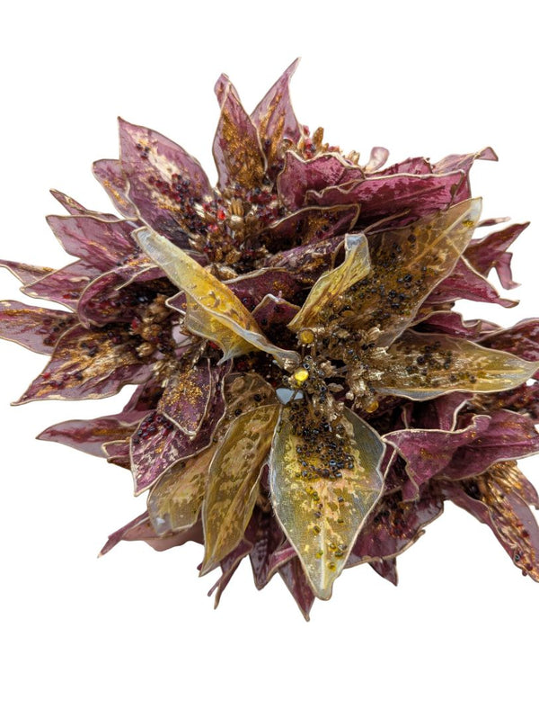 Cherub Planter with Burgundy & Gold Artificial Floral Arrangement