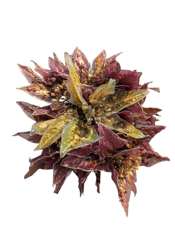 Cherub Planter with Burgundy & Gold Artificial Floral Arrangement