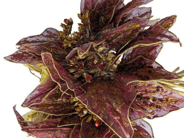 Cherub Planter with Burgundy & Gold Artificial Floral Arrangement